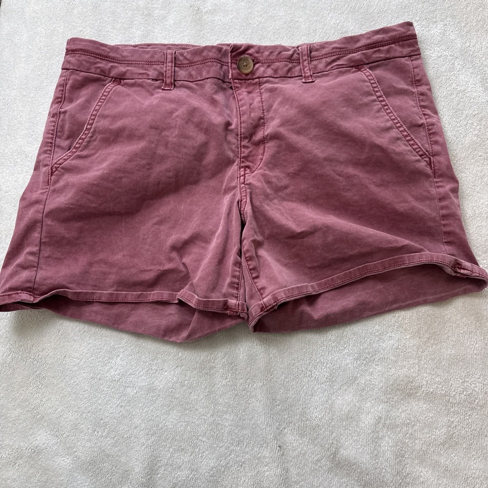American Eagle Womens 14 Dusty Rose Pink Stretch Twill Shorts Mid Rise Chino